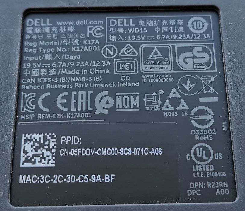 Dell docking station WD15