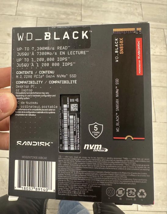 SSD WD Black SN850X 2TB PCI Express 4.0 x4 M.2 2280, Nou, Garantie!