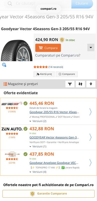 Anvelope AllSeason 205/55/16 Goodyear Vector 4 Seasons  Gen-3 DOT3622
