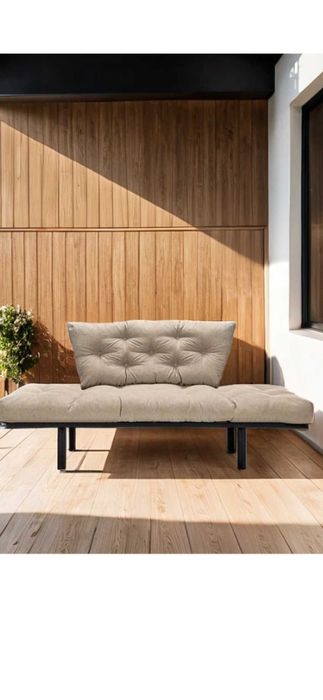 Canapeaua Sunny extensibila,culoare:bej,material cadru:metal,negru