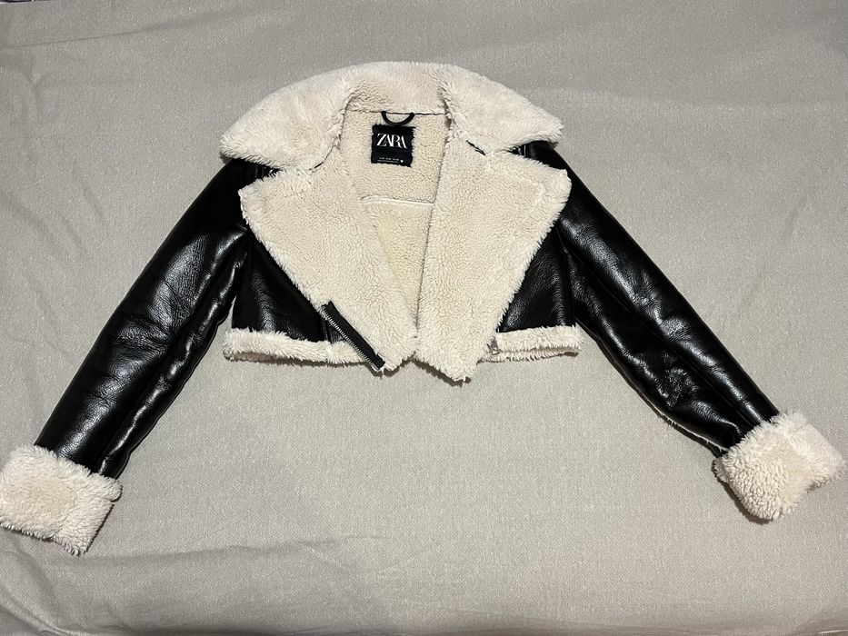 Късо яке Zara - еко кожа с пух