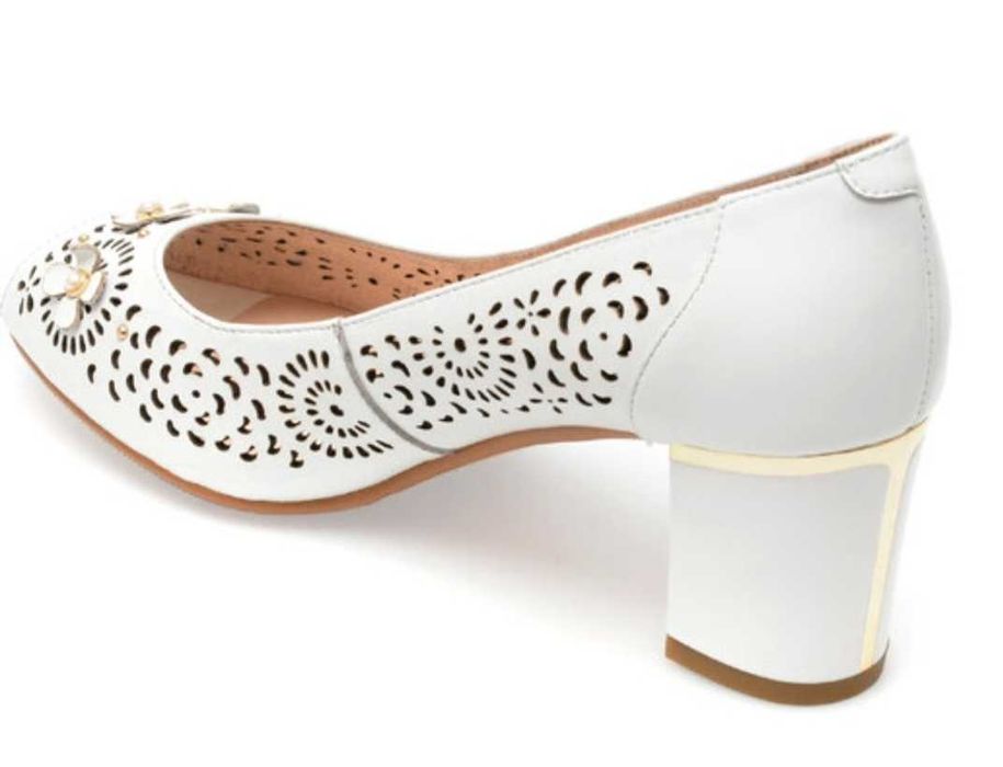 Pantofi albi piele