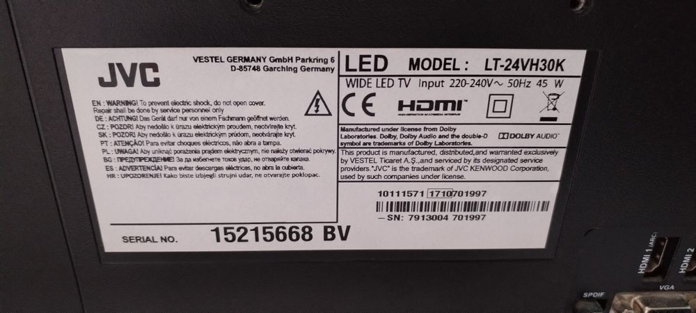 JVC led 24 HD Dolby audio