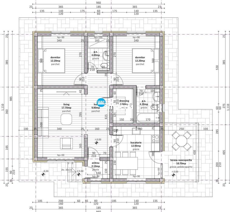 Casa 3 cam, 2 bai, dressing, 500 teren , Chihan Lunca Cetatuii