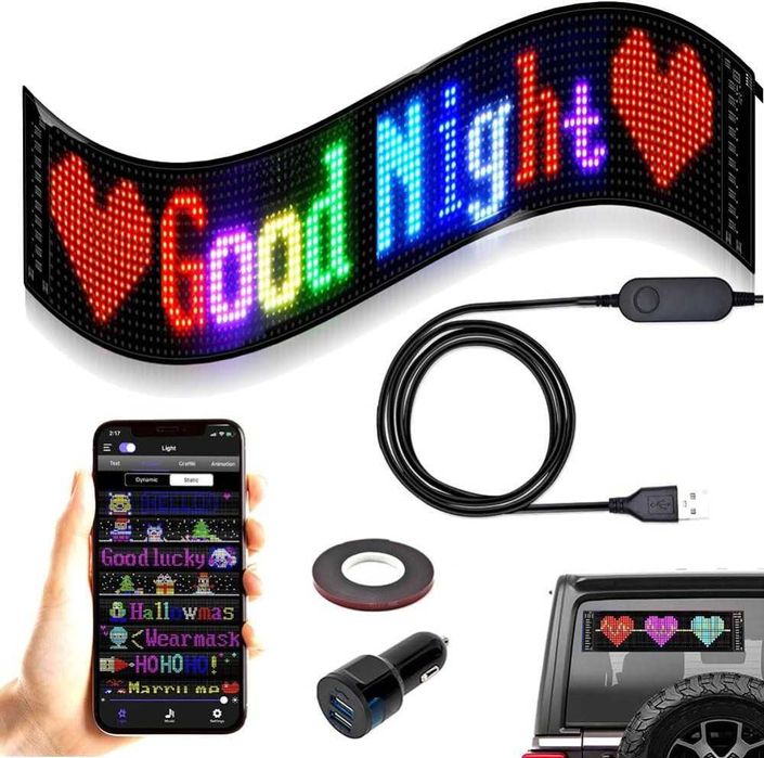 Afișaj LED programabil pentru autovehicule, panou publicitar, RGB