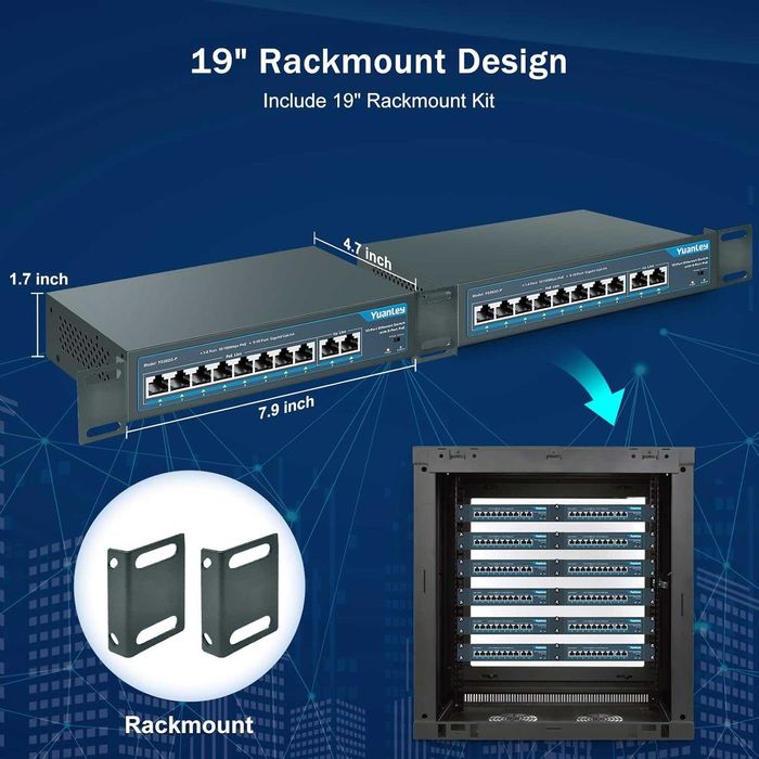 Switch PoE Gigabit Retea Ethernet YuanLey YS082G-P 8 Porturi PoE 120W 2 Uplink CCTV NVR Camere IP AP VoIP