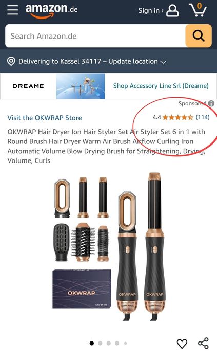 Стилизатор за коса 6в1, йонен сешоар, изправяне, въздушна маша къдрици