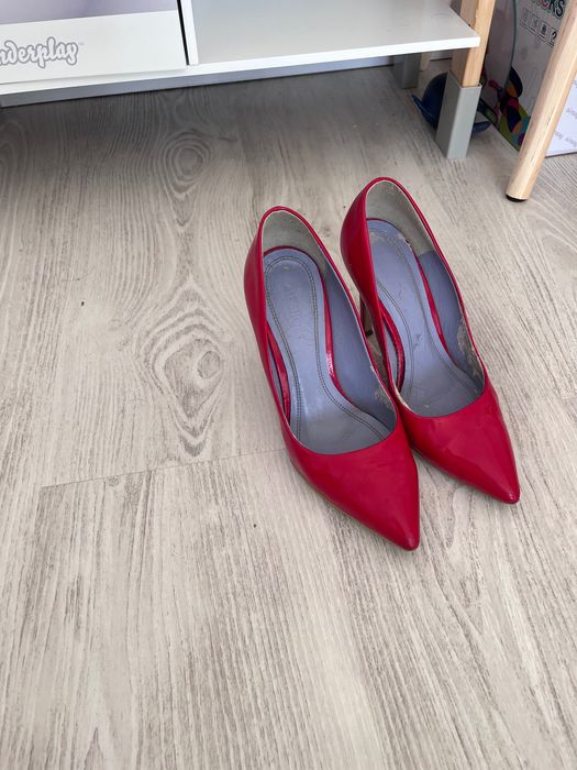 Pantofi stiletto All Shoes rosii marimea 35 piele naturala