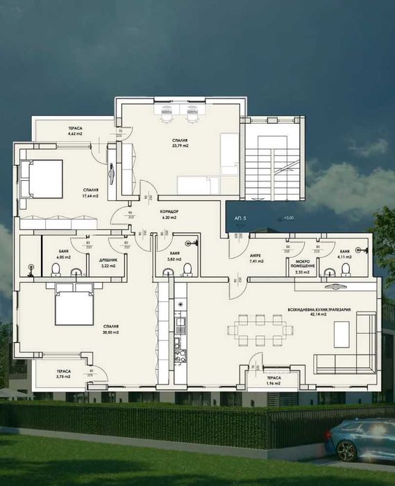 Многостаен апартамент в Коматево