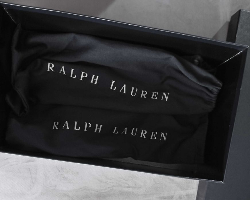 Ralph Lauren Mocasini barbati, din piele de vițel maro cu aspect cerat, nr. 42