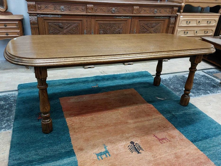 Неразтегателна трапезна маса масив тъмен дъб, 2 броя