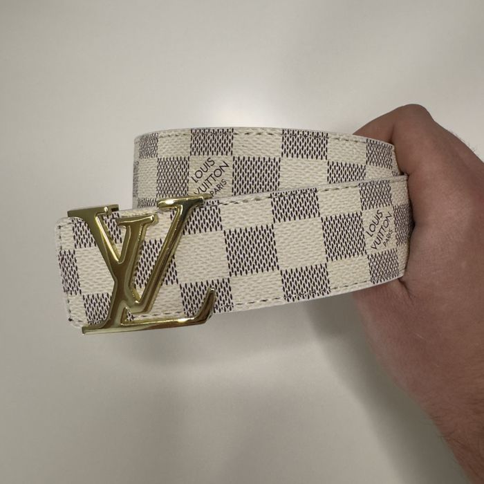 *PIELE* Curea LV Catarama Aurie Carouri Alba 110cm Livrare 24-48h Verificare Colet Inclus