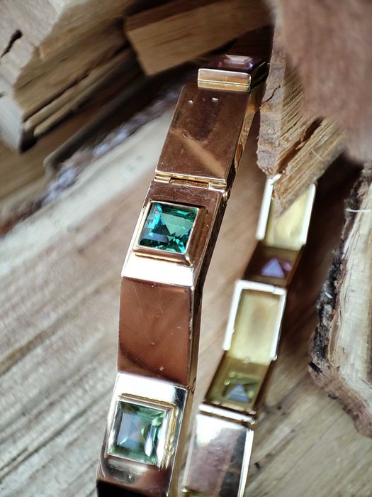 bratara aur 18k cu turmalina turmaline paraiba peridot lavender unicat