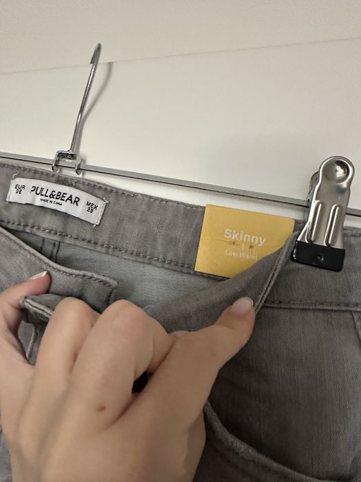 Сиви дамски дънки с етиект pull and bear, 38 размер