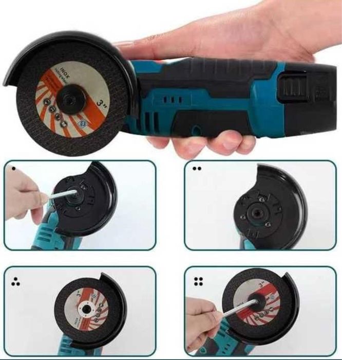 Mini Polizor Flex Electric cu 2 Baterii 12V Disc 76MM + 6 Discuri