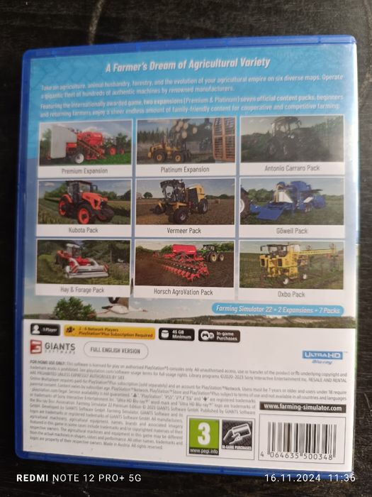 Farming simulator 22.  PS 5