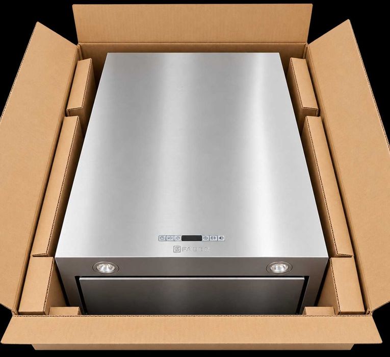 Hota decorativa FABER CUBIA HIP X A60 cm ACTIVE/WHITE GLOSS ACTIVE, inox/alb