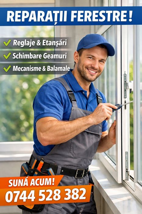 Reparatii termopane, reglaje ferestre si uşi tâmplărie pvc