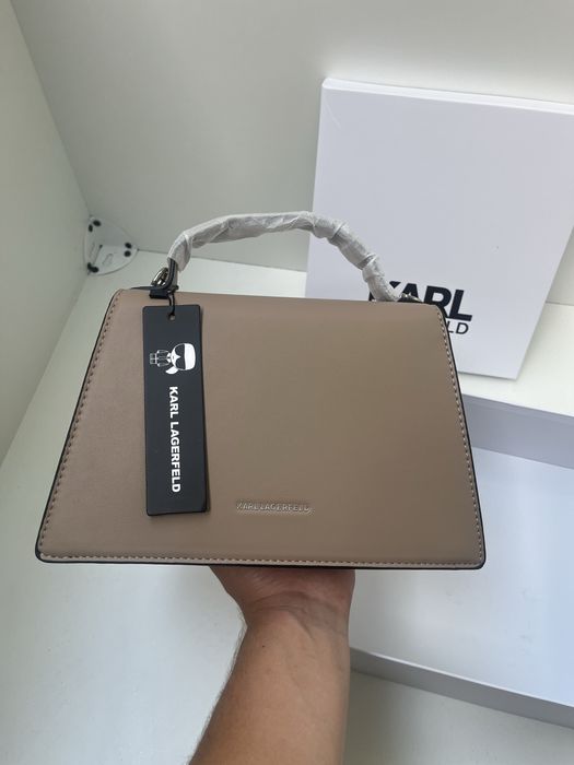 Geanta Karl Lagerfeld negru/alb/crem