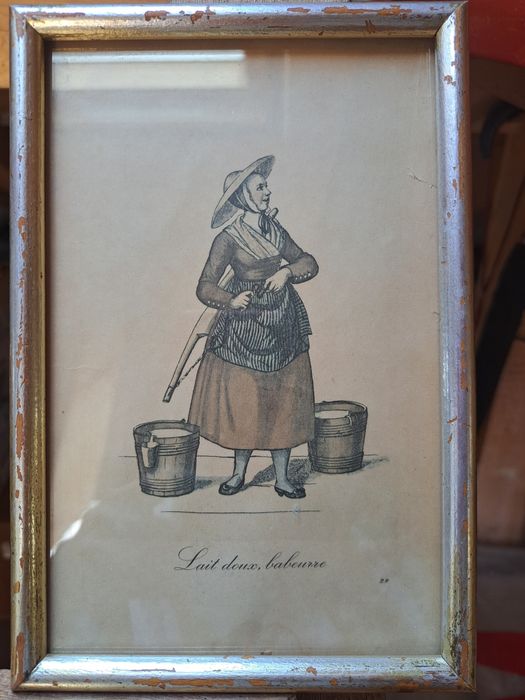 Антична френска картина Lait doux, babeurre