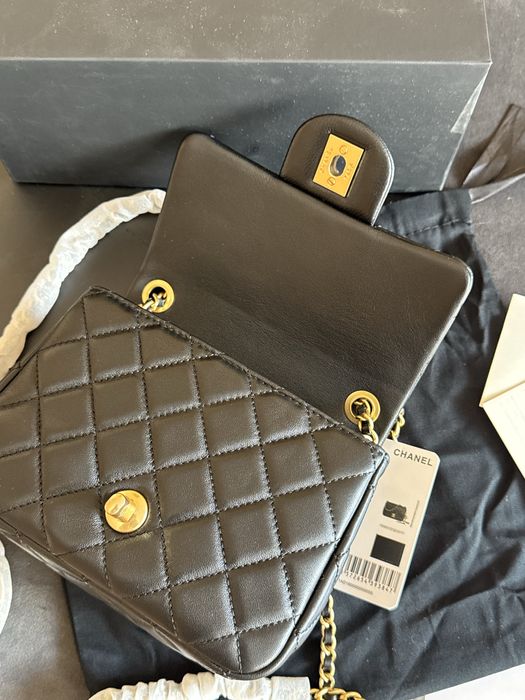 Poseta Chanel Vanity 17cm - full box/premium/crem/negru