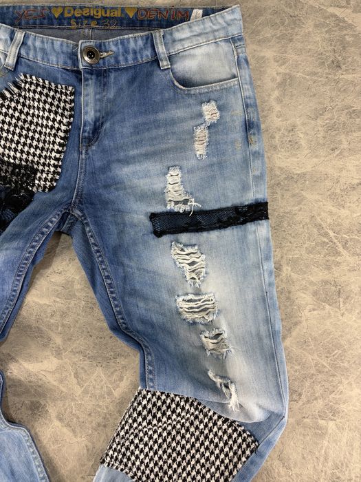 Blugi Desigual originali mărimea 32 – Model deosebit cu inserții și rupturi
