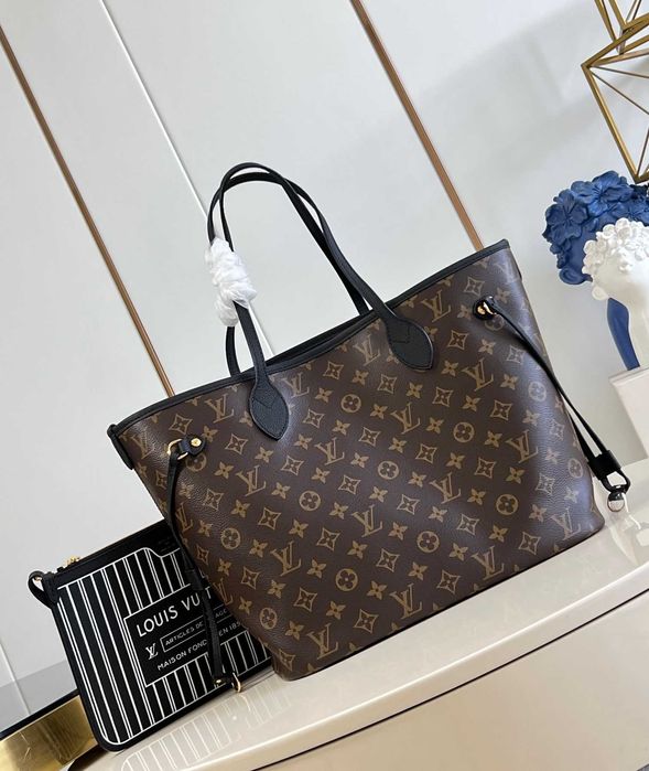 【ルイ】 Geanta LV Louis Vuitton Neverfull 31x28cm, negru, Premium