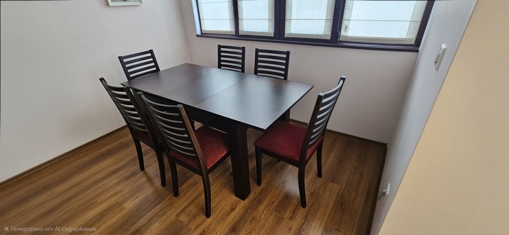 Разгъваема кухненска маса със 6 стола