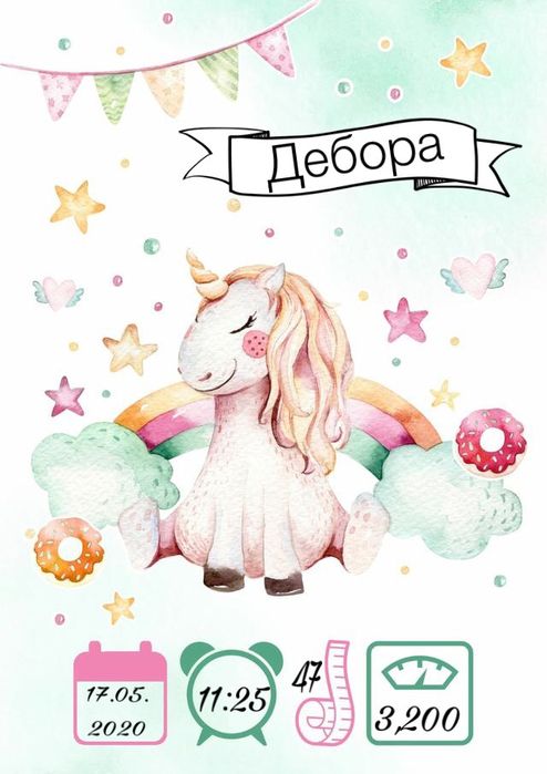 Визитка за бебе в рамка