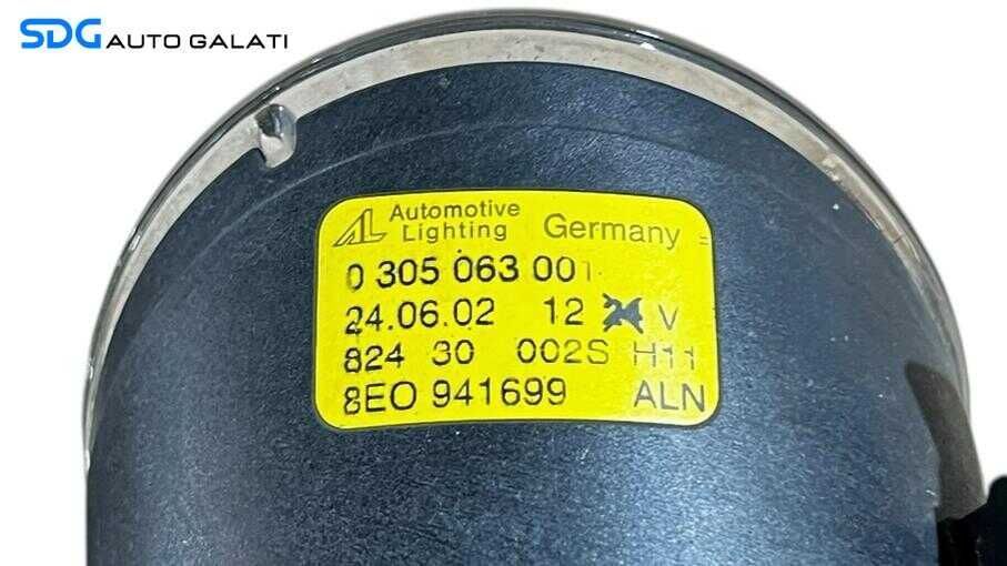 Proiector Ceata Stanga de pe Bara Spoiler Fata Audi A4 B6 2001 - 2005 Cod 8E0941699 0305063001 [L5388]