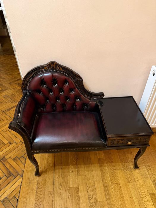 Bancuta pentru telefon baroc cu tapiterie chesterfield