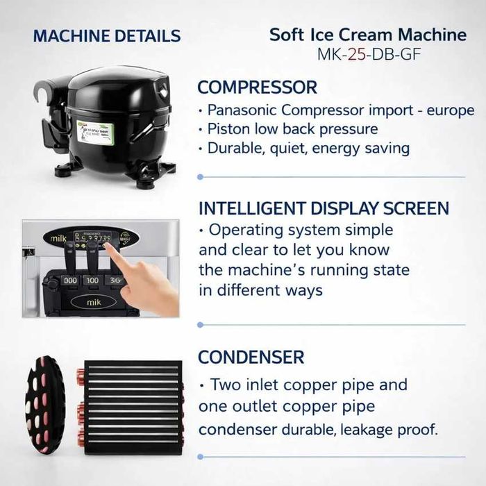 Професионална сладолед машина за крем сладолед MK 25 DB-GF