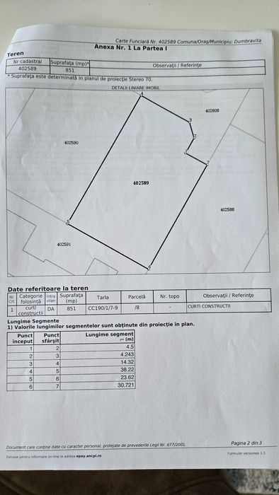 Teren 851 mp pe strada inchisa in zona A Dumbravita