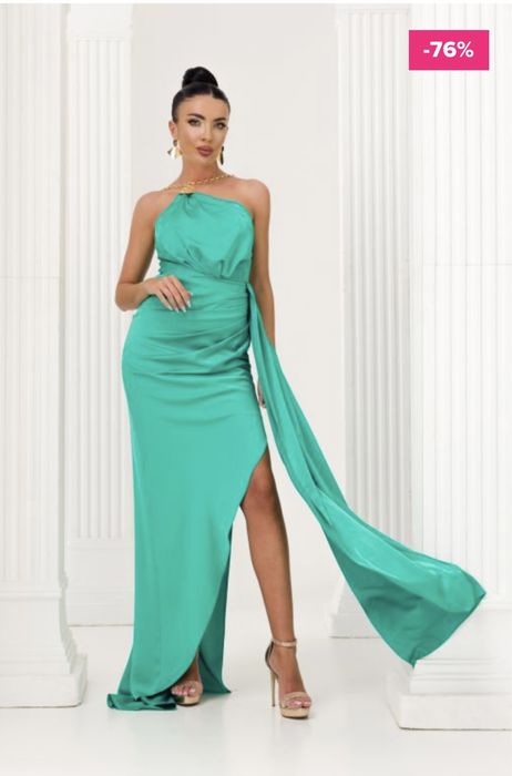 Rochie lunga bogas turcoaz