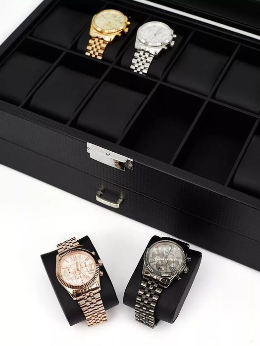 Шкатулка для хранения часов и очков и украшений большая двухуровневая