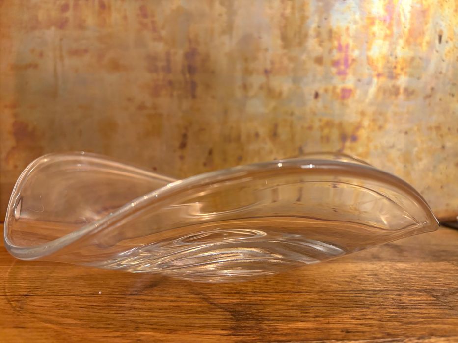 Bol / fructieră Murano sticlă transparentă, manual lucrată, rar