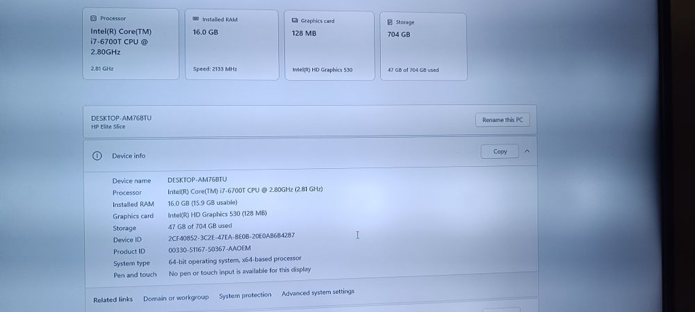Hp elite silice mini PC