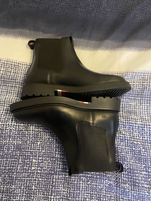Cizme Tommy Hilfiger din piele, Negru