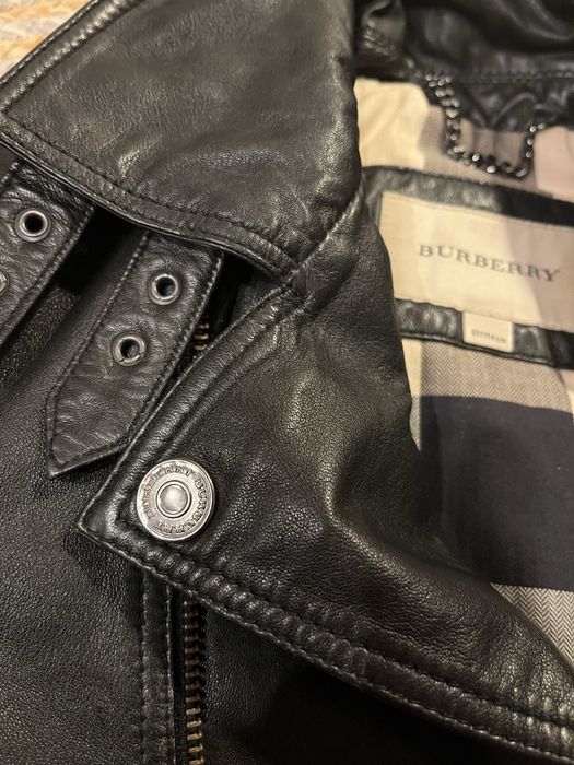 Burberry Kids Unisex Black Lamb Leather Biker Jacket