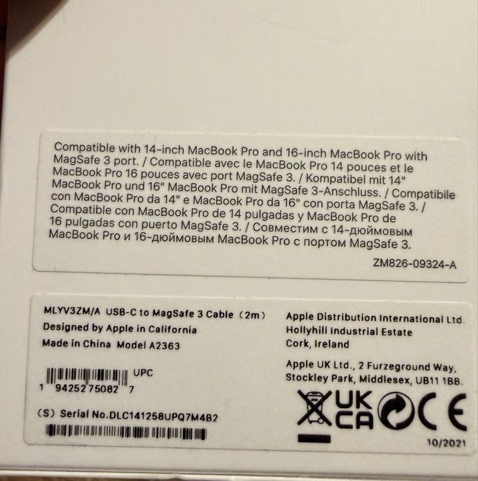 Vand kit Apple Incarcator 140W si cablu Magsafe 3 original si sigilat.