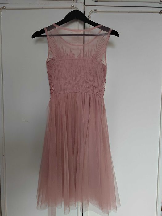 Официална рокля, шаферска рокля размер S/M, розова с платка