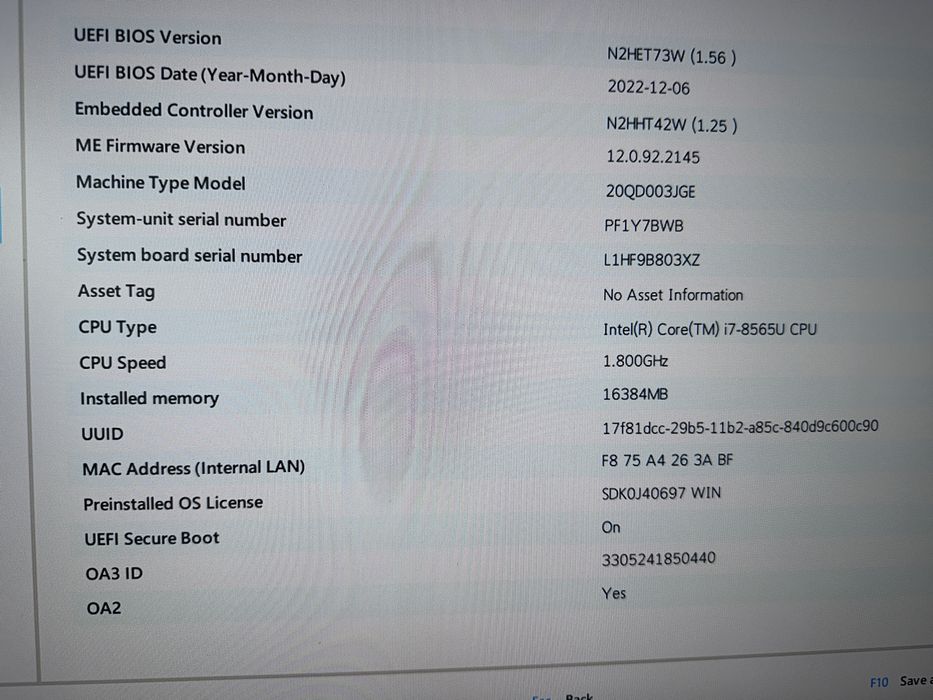Laptop Lenovo X1 Carbon Gen 7 - i7 8565u - 16Gb - placa buna fara parola