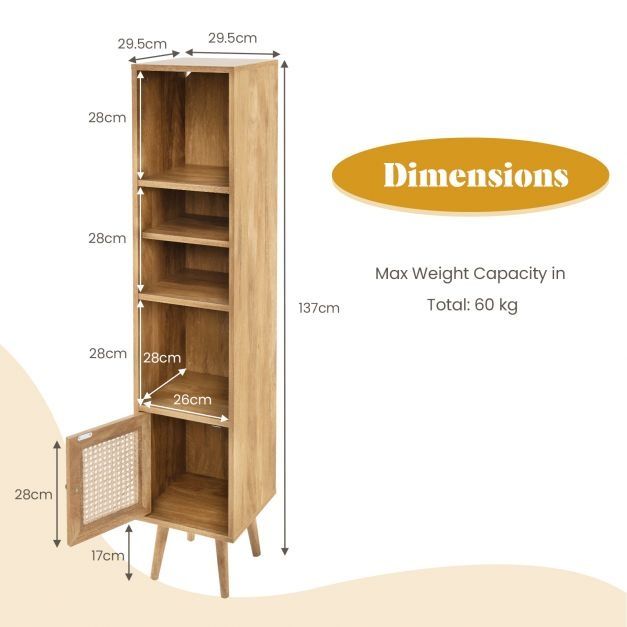 Dulap coloana, biblioteca de colt Boho
