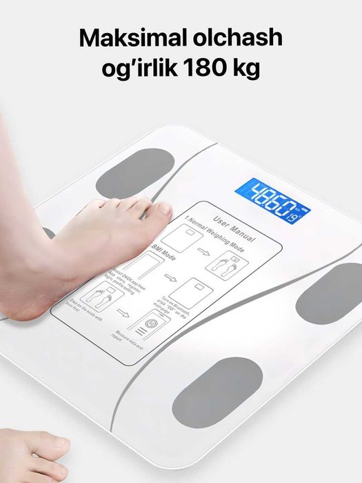 Aqlli elektron tarozi, smart tarozi, fitnes tarozi 180 kg, Весы