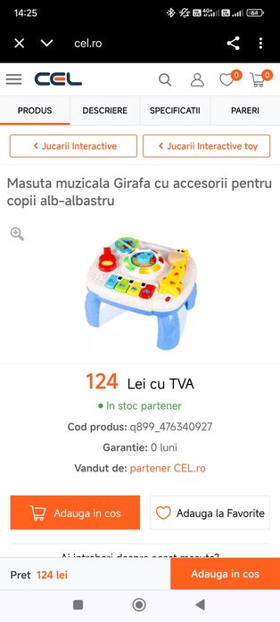 Jucărie muzicala interactiva,masuta activitati multifunctionala Giraff