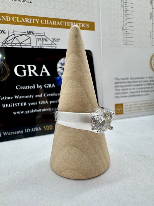 Сребърен пръстен с мойсанит (Диамант) 2 карата