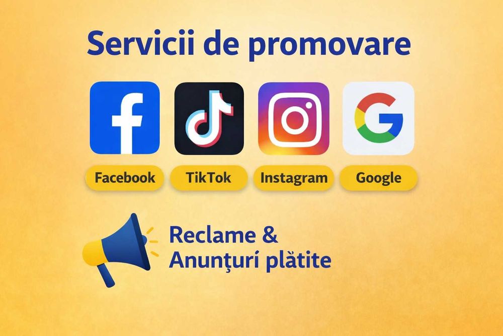 Servicii de promovare Facebook, TikTok, Instagram, Google