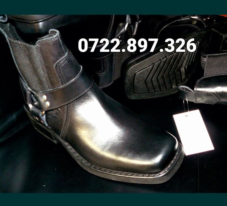 Încălțăminte Harley, maro și negru, bocate și cizme, piele naturală