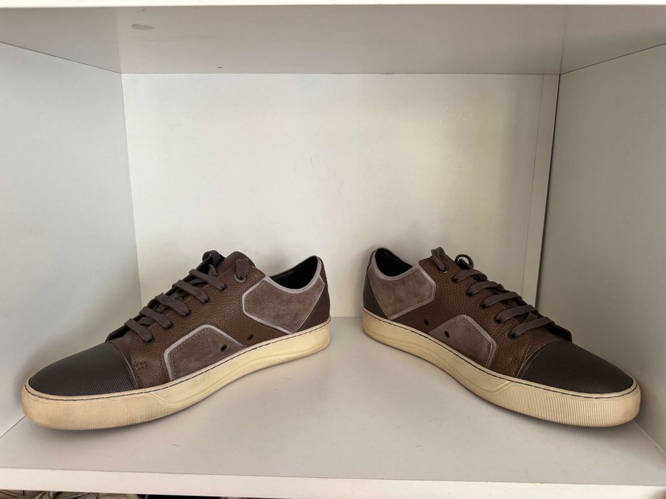 Pantofi sport eleganti Lanvin Tennis Basse Puzzle maro - Piele Naturala Premium - 350 RON