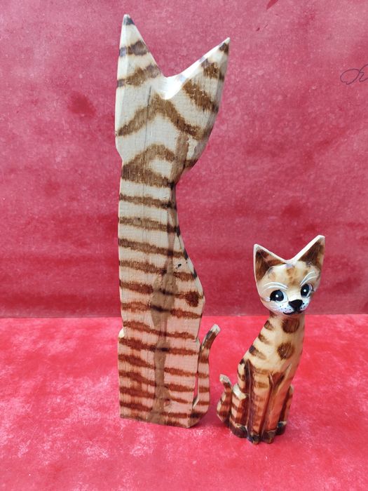 Pereche pisici din lemn